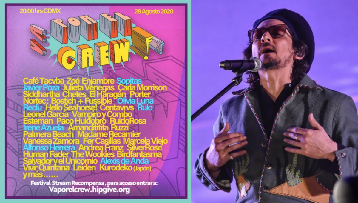 RollingStoneMX's tweet photo. #Vaporelcrew cerrará con un concierto que incluye a Café Tacvba, Zoé, Enjambre, Hello Seahorse!, Julieta Venegas, Porter y muchos más. León Larregui nos da todos los detalles aquí: https://t.co/4H5chKzpSw https://t.co/zrYE0AAzF1
