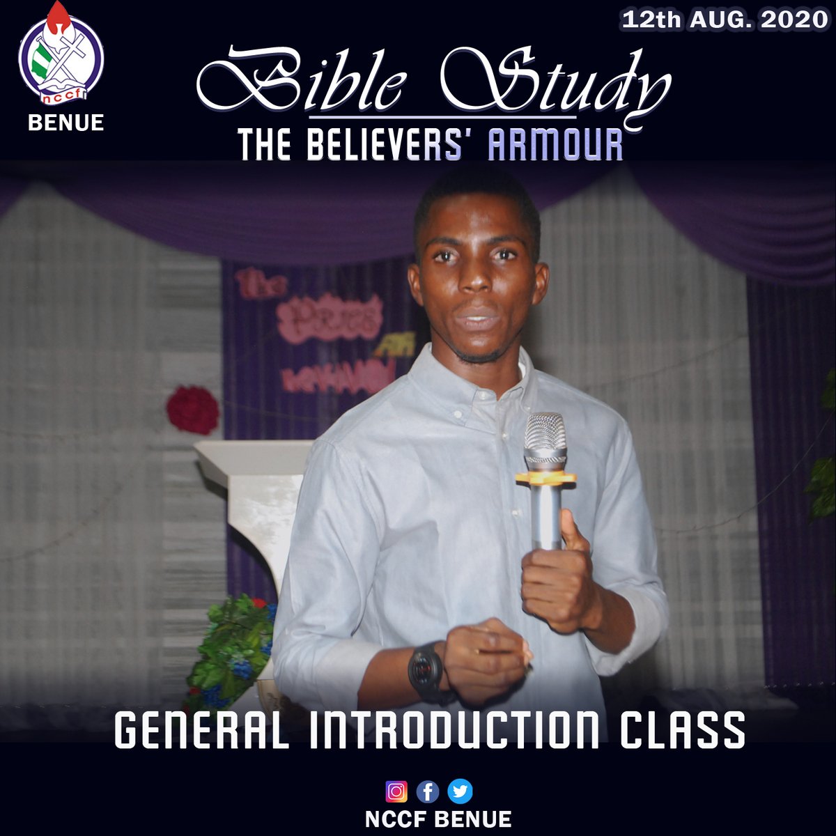 NccfBenue's tweet photo. Wednesday Bible Study 
Topic: The Believer's Armour 
Text: Eph 6:10-17, 2 cor 10:1-6
Believer’s armour is God’s provisions to keep the believer safe from all attacks from the devil. To put the full armour of God is to put on Christ (Gal 3:27) 
Minister: Bro Akinwole Theophilus https://t.co/NTP6Ul7YZ1
