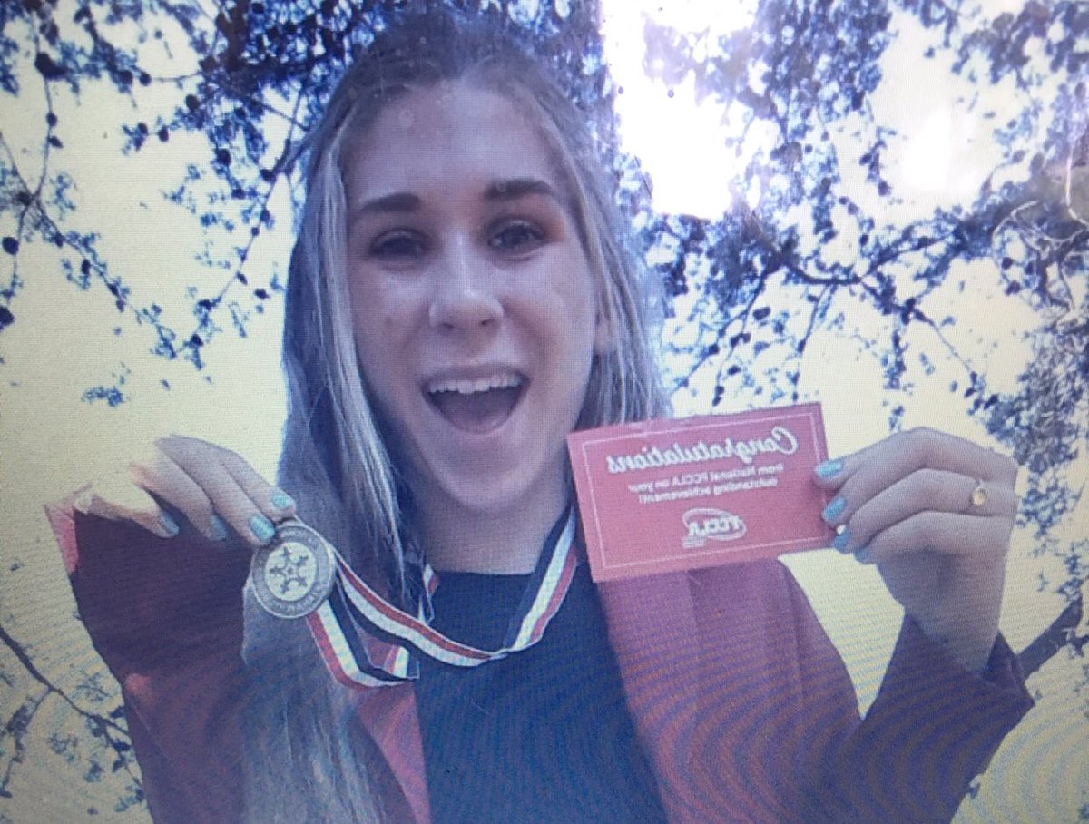 JWHSFCCLA's tweet photo. Congratulations Savannah! Her GOLD medal she earned on her Hospitality and Tourism project arrived this week. We are proud of you! #jwhsfccla https://t.co/Glhxodrvvv