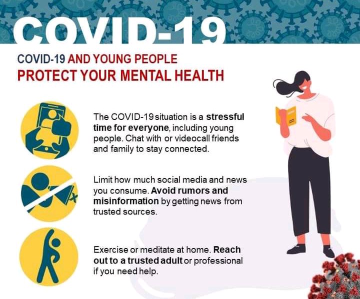 RefugeeKenya's tweet photo. To all young people, you can protect your mental health during COVID-19 by
 
✅Reaching out to a trusted adult or professional, if you need help
✅Limiting social media use to avoid misinformation
✅Doing physical exercises or meditating at home https://t.co/aEPpFzIw6T