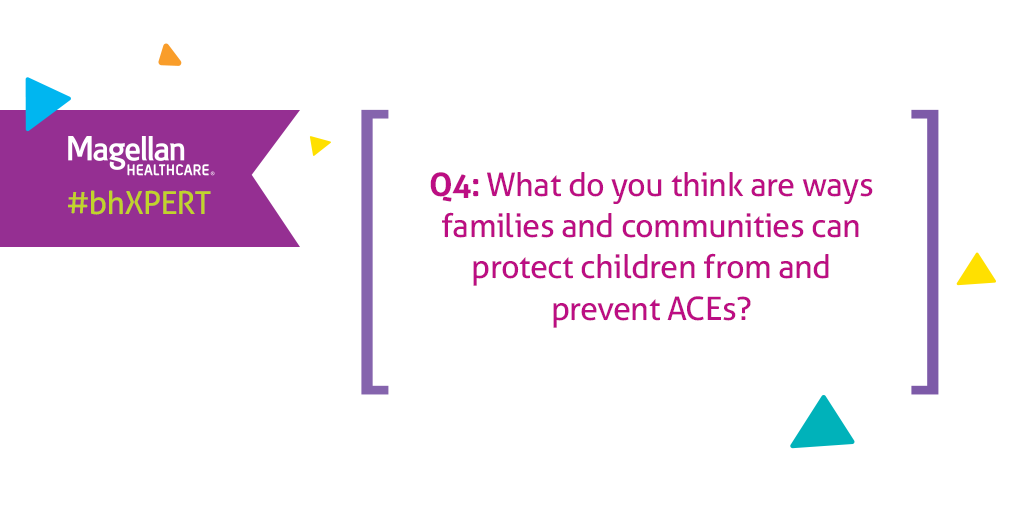 MagellanHC's tweet image. Q4: What do you think are ways families and communities can protect children from and prevent ACEs? #bhXPERT #ACES #ACEinterface #traumainformed #ACEinformed