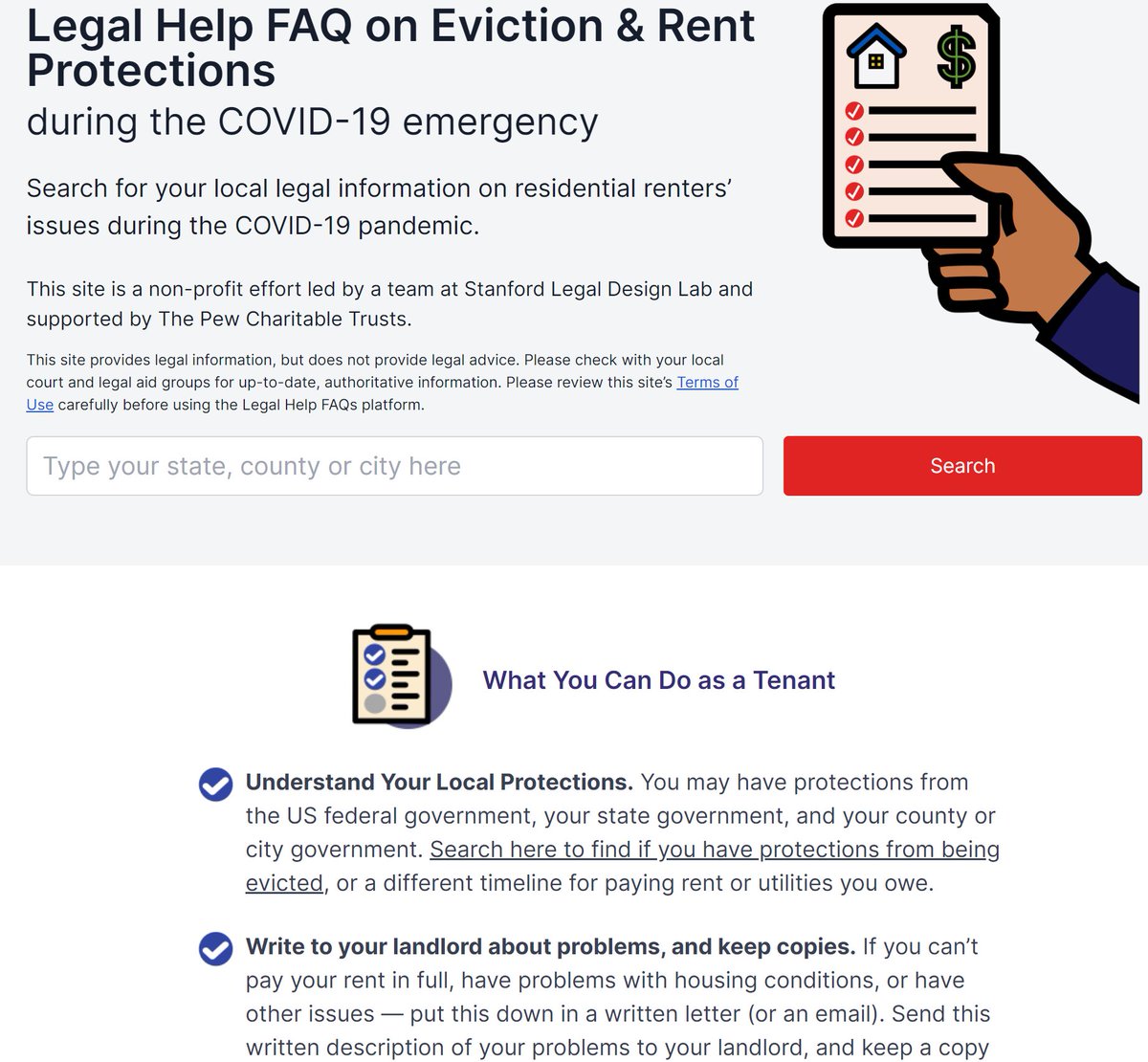  @LegalDesignLab has launched a new website for  #tenants &  #landlords seeking info local to their community:  http://legalfaq.org . Site solves problem of surfacing info that is local to the user's community.  #CGVirtualSummit  @leagueofcities