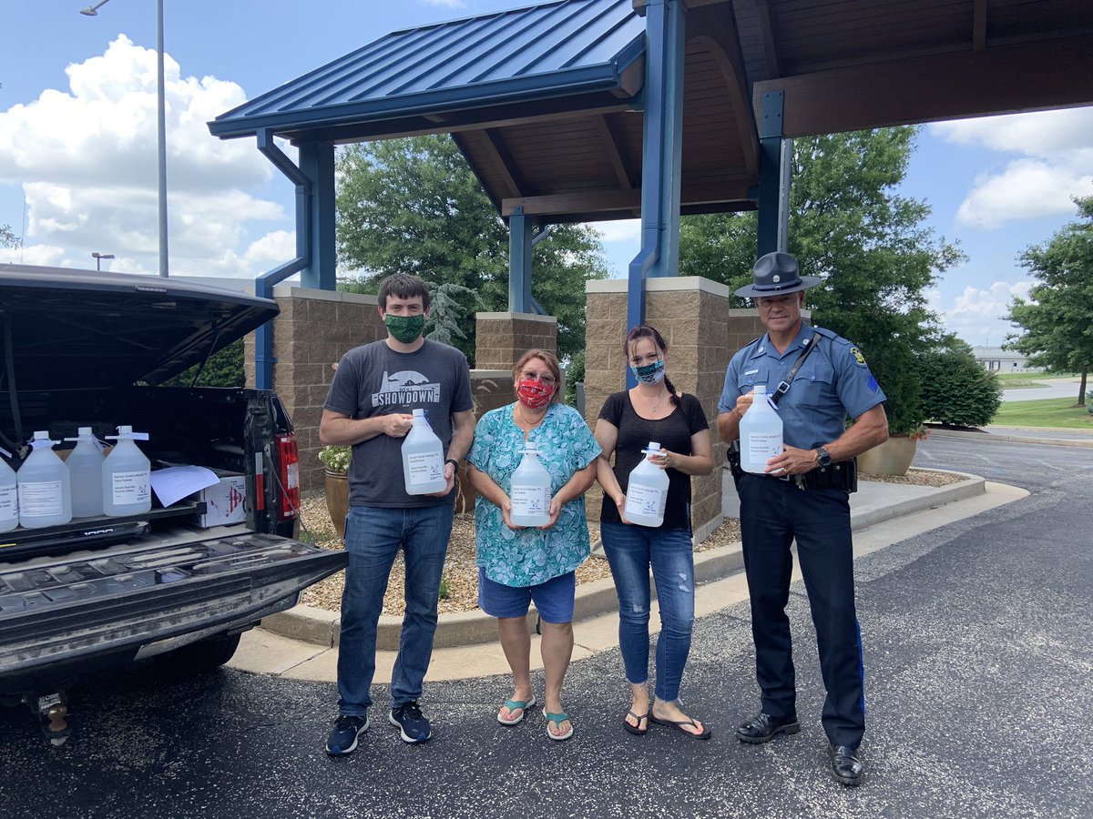 MSHPTrooperI's tweet photo. Thanks to Brewer Science for their donation of 8 gallons of hand sanitizer for Troop I. https://t.co/61Rj2yIkvx