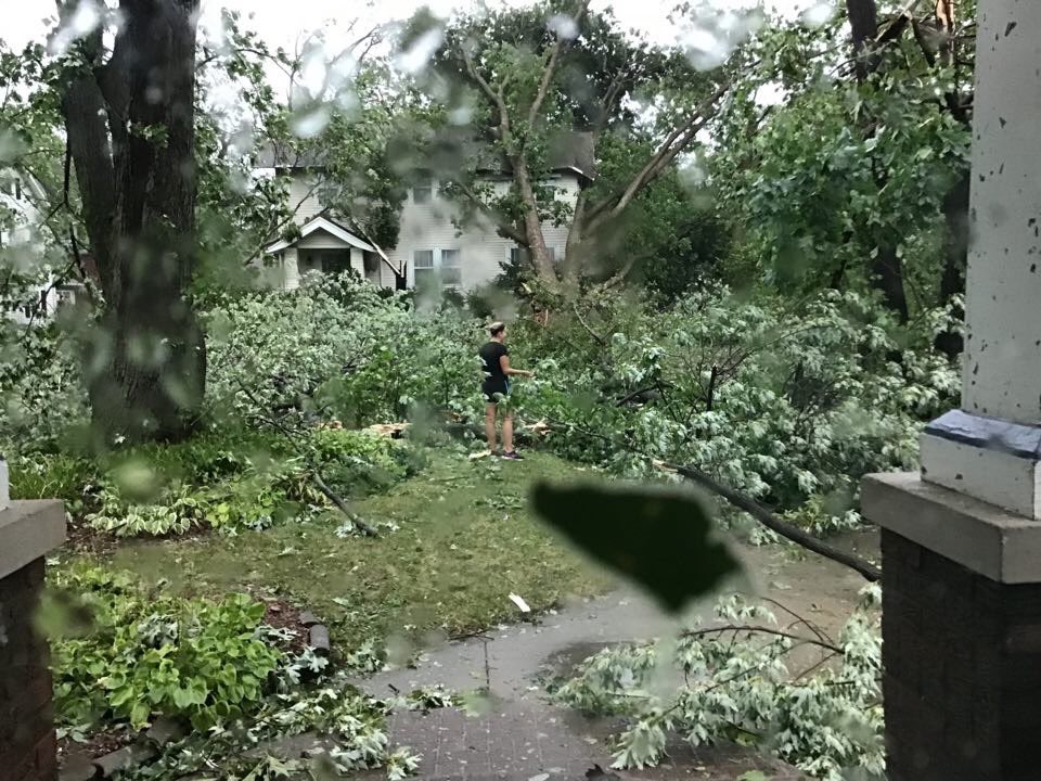 2020 is so chock-full of crisis that a huge derecho devastated my home state of Iowa and almost no one at the national level is talking about it. Three days later, my brother and his family in Cedar Rapids still have no power. This is their yard. #IowaDerecho #IowaStorms