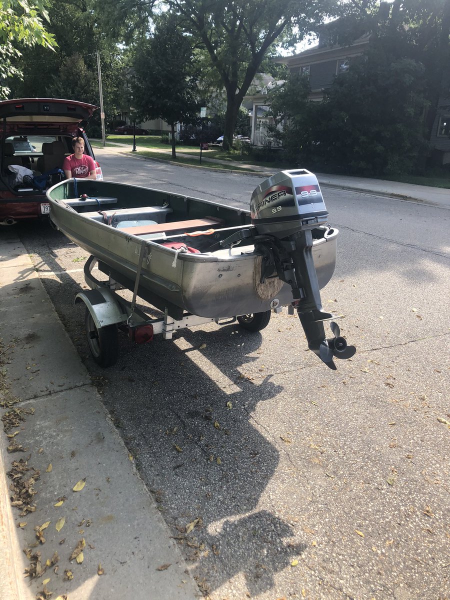 McCallumBrooke's tweet photo. So I bought a 1951 Alumacraft boat today!!! Came with everything I need to start slaying bass and walleye! What did you do today? #fishing #alumacraft #bassfishing #walleye #boat https://t.co/2VeOdNyBpL
