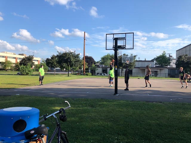 We finished back at Hamline Park, where Midway Ambassadors do a general shift 3-7PM on Thu/Fri/Sat when most kids/ppl out. COVID has meant adjustments but the work continues. Kelly's nephew/friends are regulars on the hoops.This is what funding community safety can look like.