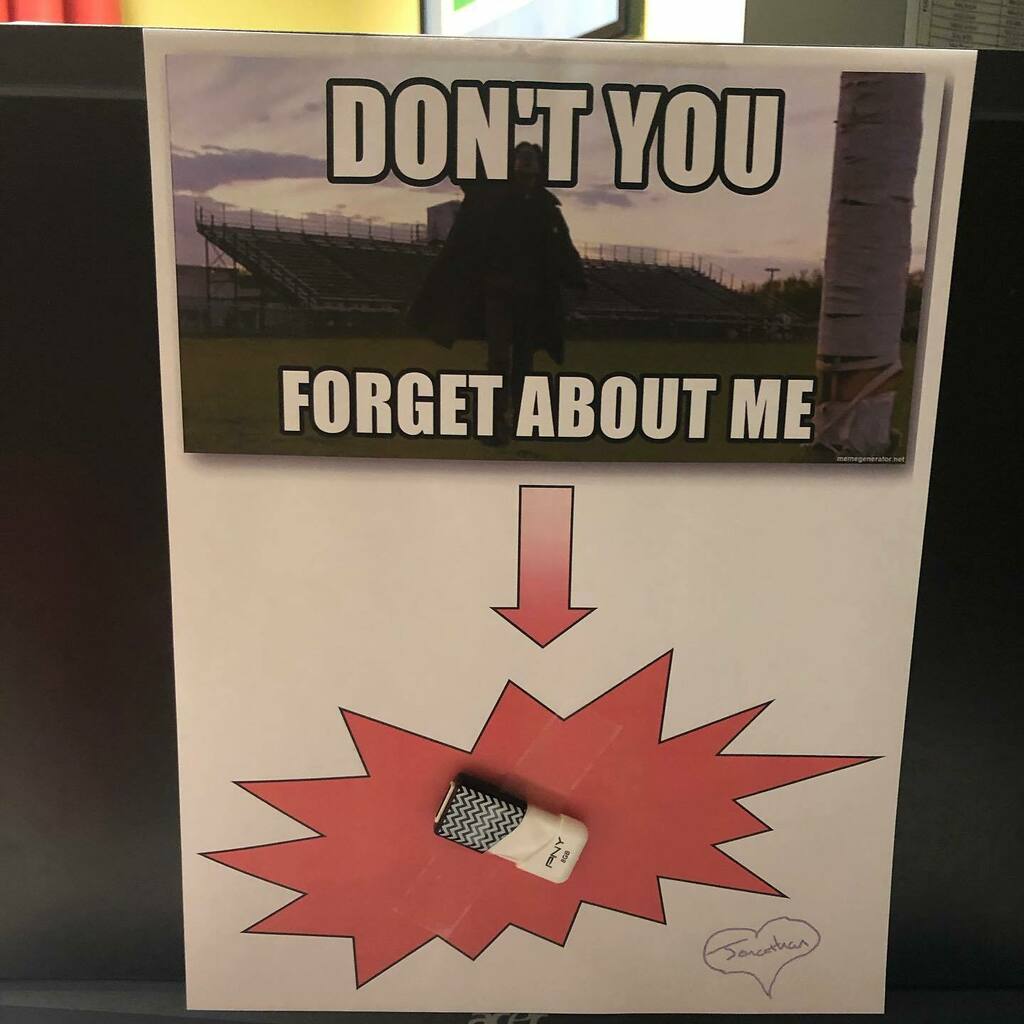 TredyChildren's tweet photo. Thanks you to my coworker Jonathan for this awesome reminder. I left my flash drive at work and he saved me by sending me a bunch of files. #breakfastclub https://t.co/9OlzPmCa4E https://t.co/JGk9JylAhi
