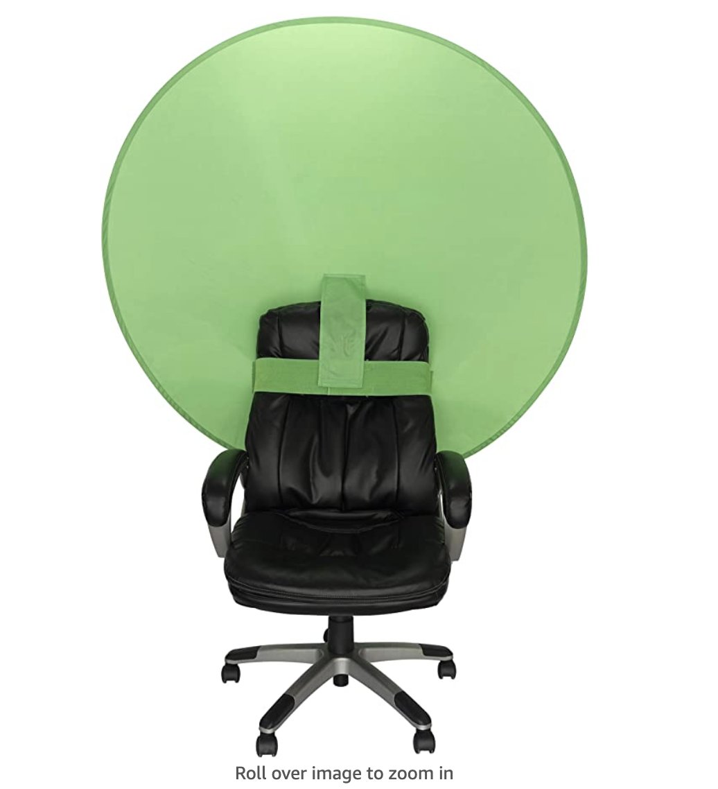 levie's tweet photo. I hope whoever invented the chair-attached green screen is a multi-billionaire by now. https://t.co/EZ7GwhQ26V