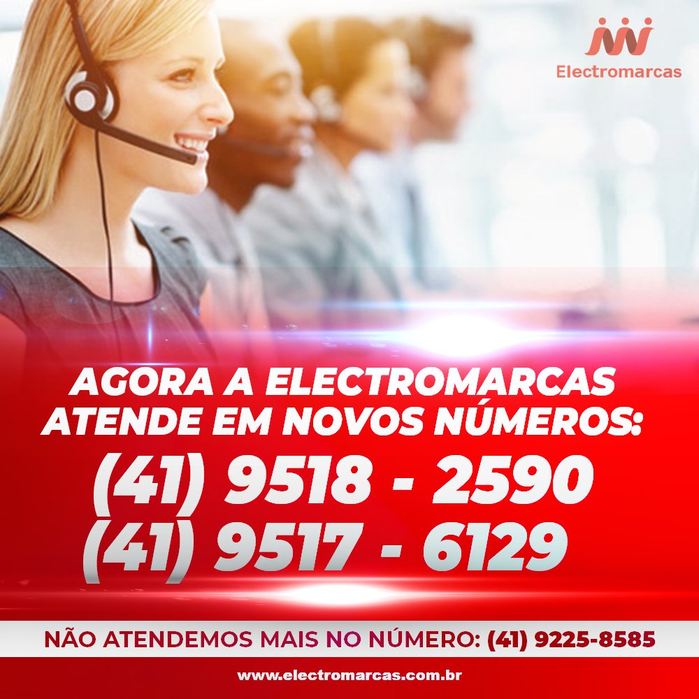 electromarcas's tweet photo. Atenção: Agora a Electromarcas atende em novos números:
(41) 9518-2590 / (41) 9517-6129

Obs: Não atendemos mais no número (41) 9225-8585.

https://t.co/1F68yhb2fI

#electromarcas
#apple https://t.co/hqUCTf9fo0