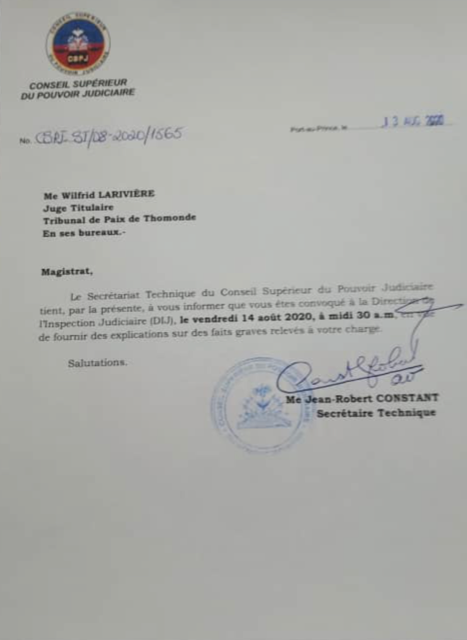 Stanleylucas01's tweet photo. Apre altèkasyon nan tribinal #Thomonde #Haiti ant Jij #WilfridLariviere e grefyè #YoletteFlorent Konsèy Siperyè Pouvwa Jidisyè (CSPJ) deside konvoke Jij la. https://t.co/wJl8pL8jaT