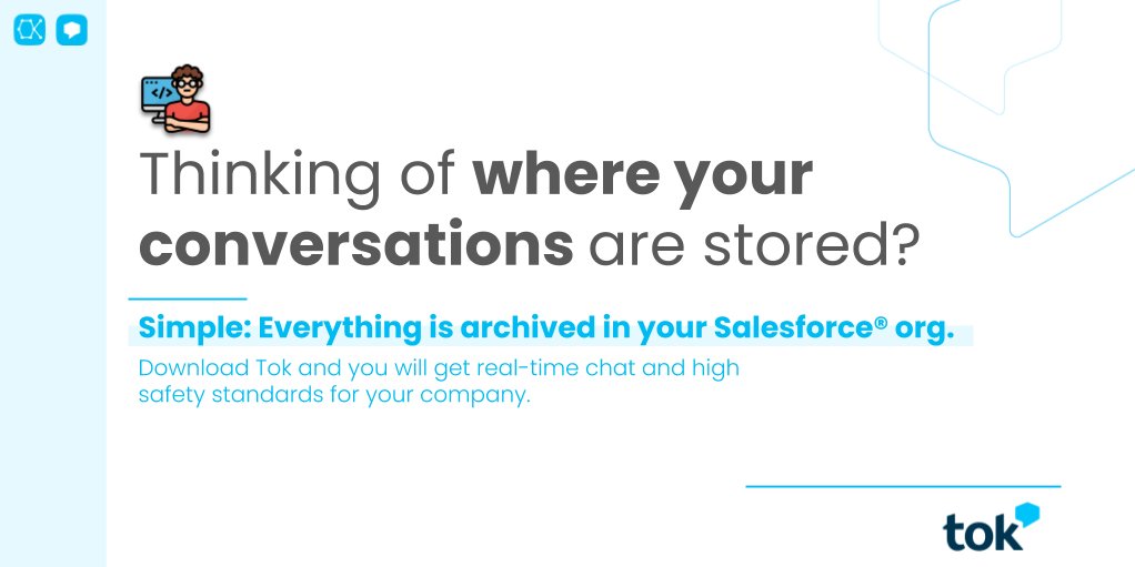 OktanaCorp's tweet photo. Every message you deliver, every file you transfer, every image you send…
Everything is archived in your Salesforce Org. 😎
Download Tok and keep your data protected. 🛡️
https://t.co/4KwXZi9Oak
#SalesforcePartner #TokTech #SalesforceDeveloper #TokExperience #DigitalSecurity https://t.co/ekR7bmh6uW