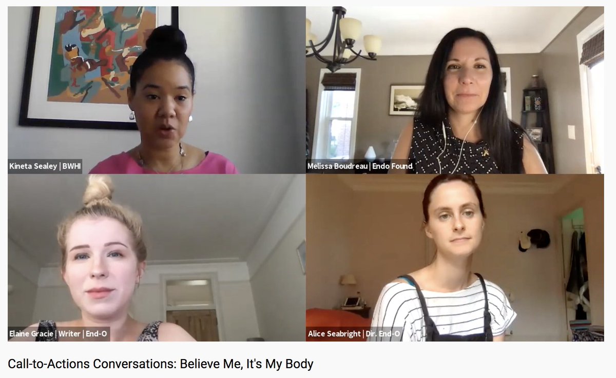 Welcome to Day 2 of #rePROfest! Our ‘Believe Me, It’s My Body’ Call-to-Action conversation has started! Watch it here: bit.ly/33Xndvx

Kineta Sealey from <a href="/blkwomenshealth/">blkwomenshealth</a>, with <a href="/melis_bou/">Melissa Boudreau</a> from <a href="/Endofound/">Endometriosis Foundation of America (EndoFound)</a>, Writer <a href="/g_elaine/">elaine g</a> Elaine Gracie and director Alice Seabright