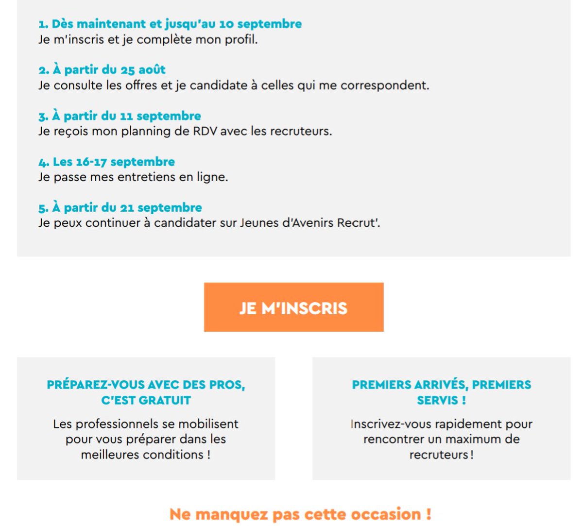 JosianeHadri's tweet photo. La grande rentrée de l'#apprentissage
1. Jusqu’au 10/09 inscription 
2. à partir du 25/08 : consultez les offres, candidatez
3. du 11 septembre, planning RDV
4. 16-17/09 entretiens en ligne 👉 visio
 https://t.co/f6wHQCMUBG
#MonEmploi #Monavenir @JeunesdAvenirs #1jeune1solution https://t.co/NBJifAEIUk