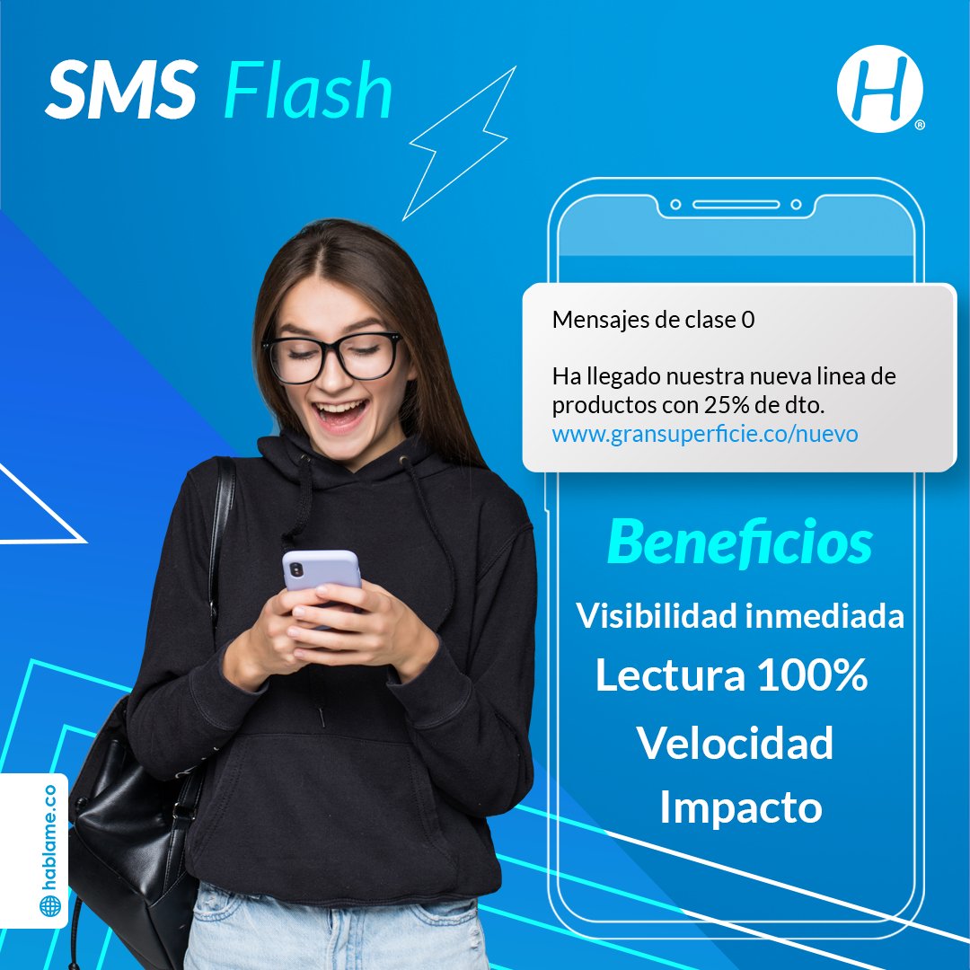 hablame_co's tweet image. Sabias que con un SMS Flash 📩 puedes captar la atención de tus clientes de una manera casi inmediata? 🥇 Realiza la prueba y mira los resultados con Hablame

#smsflash #empresas #pymes #business #marketing #negocios #emprendedores #digitalmarketing #SMS #tecnologia #P2A #A2P