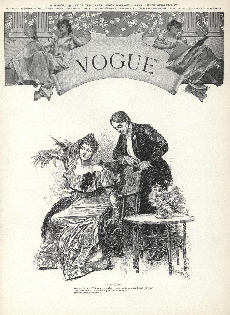 Here's something that might surprise you: early issues of  @voguemagazine often featured jokes on their front page! (1894)