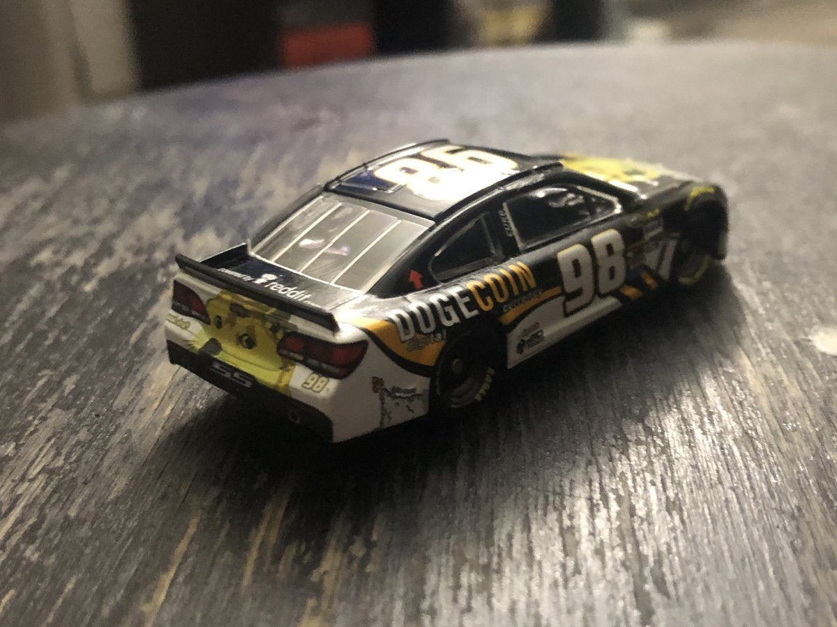 One of the many DogeCoin collectibles from this awesome time in  #NASCAR history. How many of you helped sponsor  @Josh_Wise and  @philparsons98?