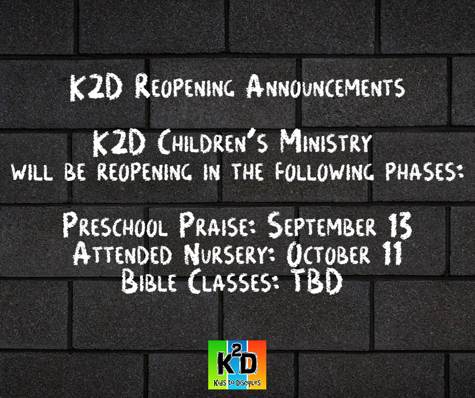 westhouston's tweet photo. We're excited to announce that K2D Children's Ministry will be reopening! Be sure to join the K2D Announcements and Sharing group on Facebook for the latest updates. #WHChurchAnywhere https://t.co/QpFiKAAlH0