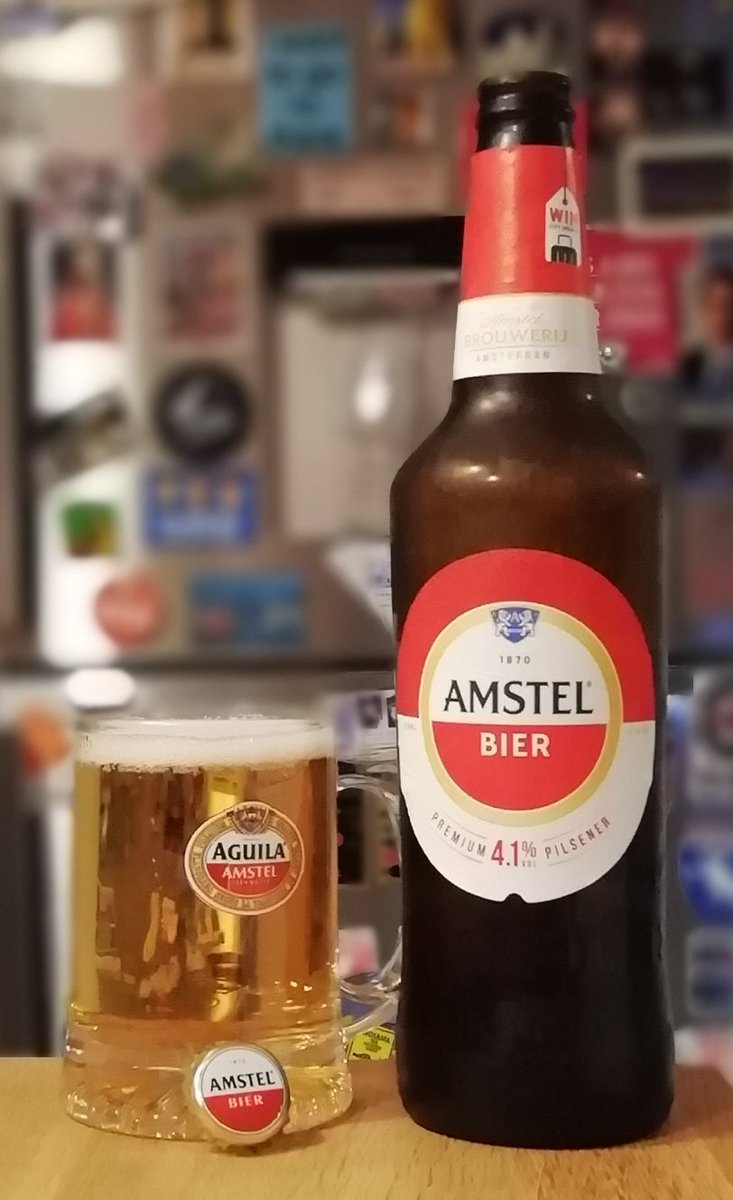 Amstel was cheap & ubiquitous when I lived in Valencia and I must've drunk gallons of it to bother acquiring this glass. It really hit the spot after a long hot day at work but I can't imagine drinking it any other time. Dirt cheap here too.