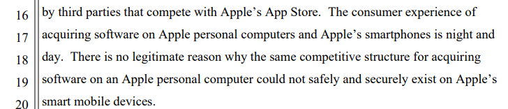 Epic repeatedly points out that the customer experience on Apple phones vs. computers is fundamentally different. Someone who knows more than me about antitrust law, please explain why this matters...