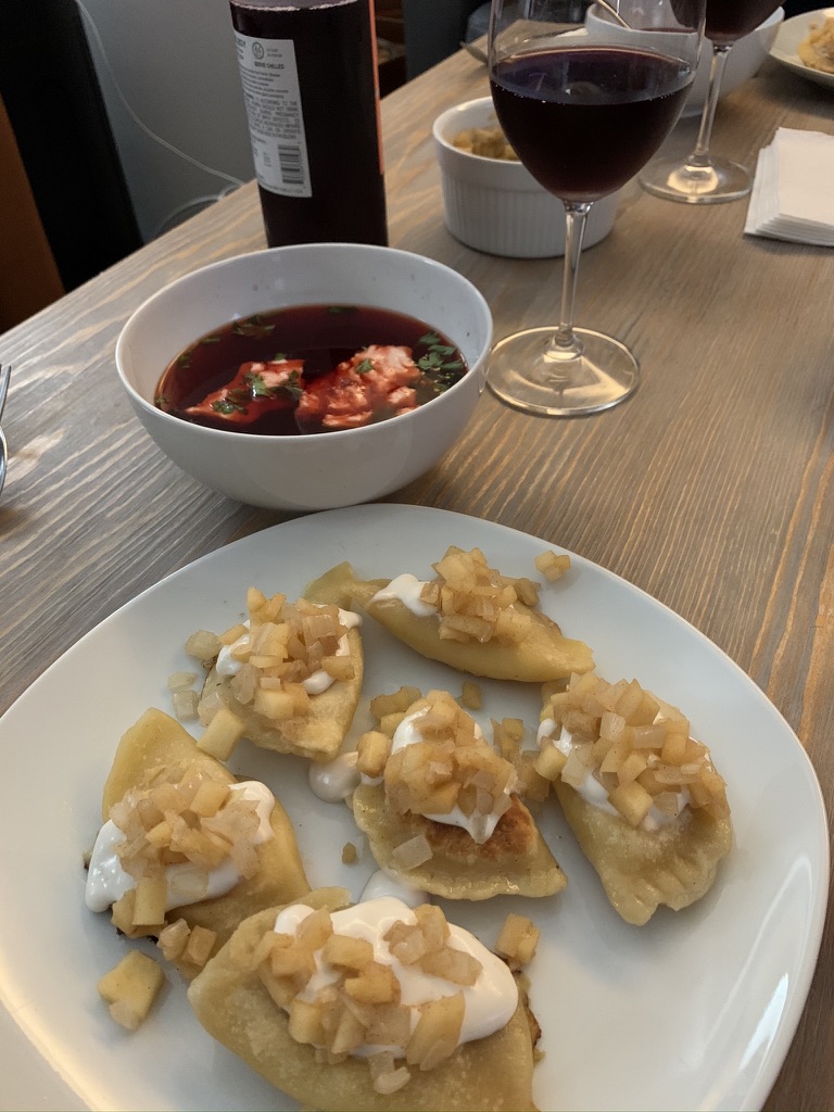 ntmarsh's tweet photo. A1: Pierogi! I haven’t been able to make it to East Village in NY since this started so I had to figure out how to get my Veselka fix at home #peirogies #nyc #plantbasedchat https://t.co/C7uzE7aeDo