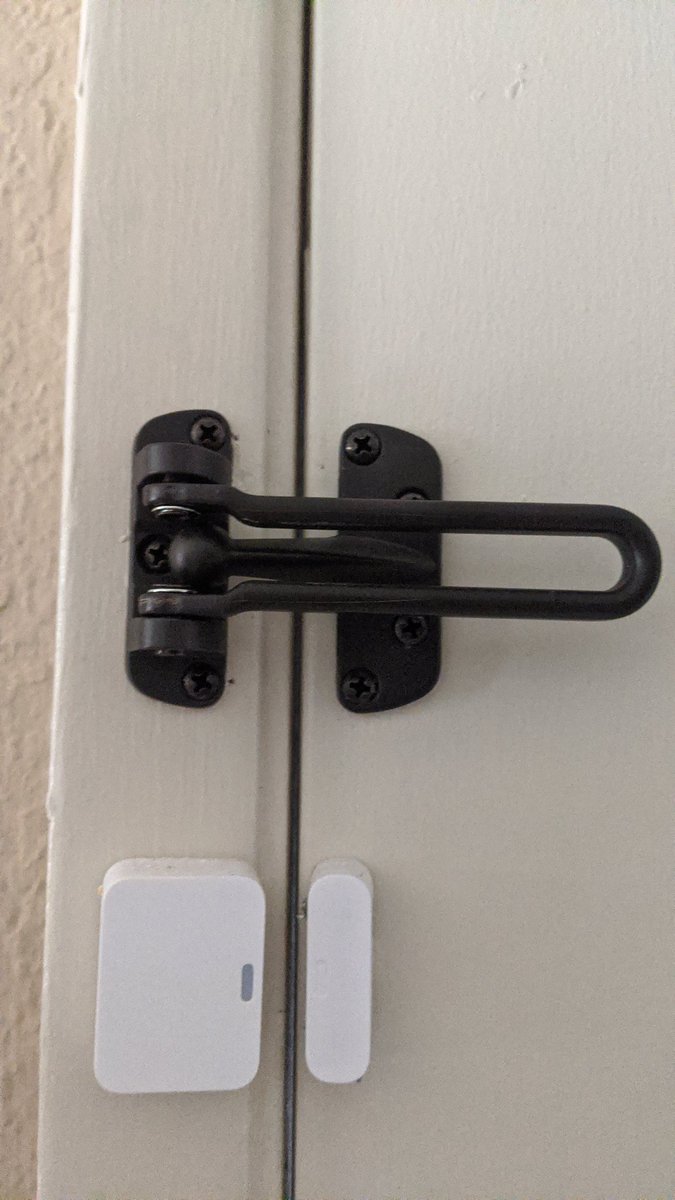 A security door guard lock, like in hotels, is a cheap way to add protection to your door