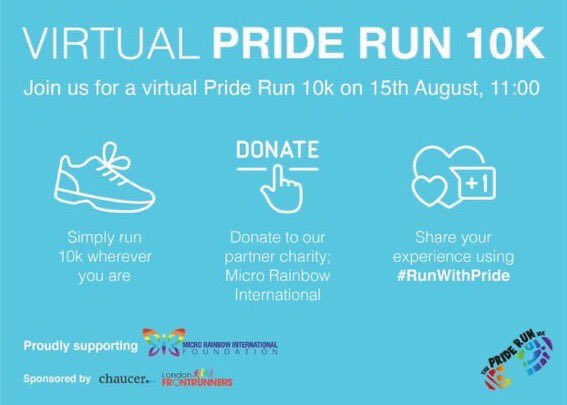 PrideRun10K's tweet image. Don’t forget Saturday morning!

🏃🏽‍♂️ Wherever you are - join us to run  10k at 11am 

🌈 Whatever you can donate - @MriFoundation will be delighted 

📸 Whenever you’re ready - share your selfies, photos and times as we #RunWithPride