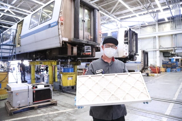 Currently, BART cars filter air using the MERV-8 (MERV is graded 1 to 20, higher # filters can trap smaller particles) filters which can trap particles between 3 and 10 microns in size.In 5 cars, BART is testing MERV-14 filters, a much tightly woven filter than MERV-8 filters.