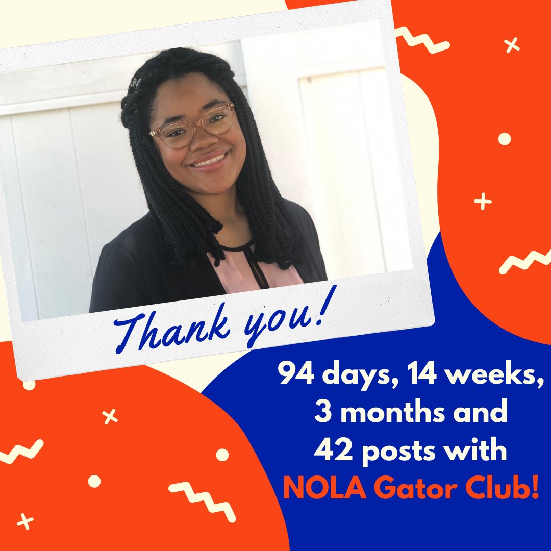 NOLAGatorClub's tweet photo. Dear NOLA Gator Club, serving as your social media intern has been an honor! I look forward to seeing the growth of this club in the future! Thank you for this amazing opportunity and as always, Geaux Gators! 💙🐊🧡 #UFAARegion8 #GoGators #GatorNation @ufalumni @UF https://t.co/U7nxro41VW