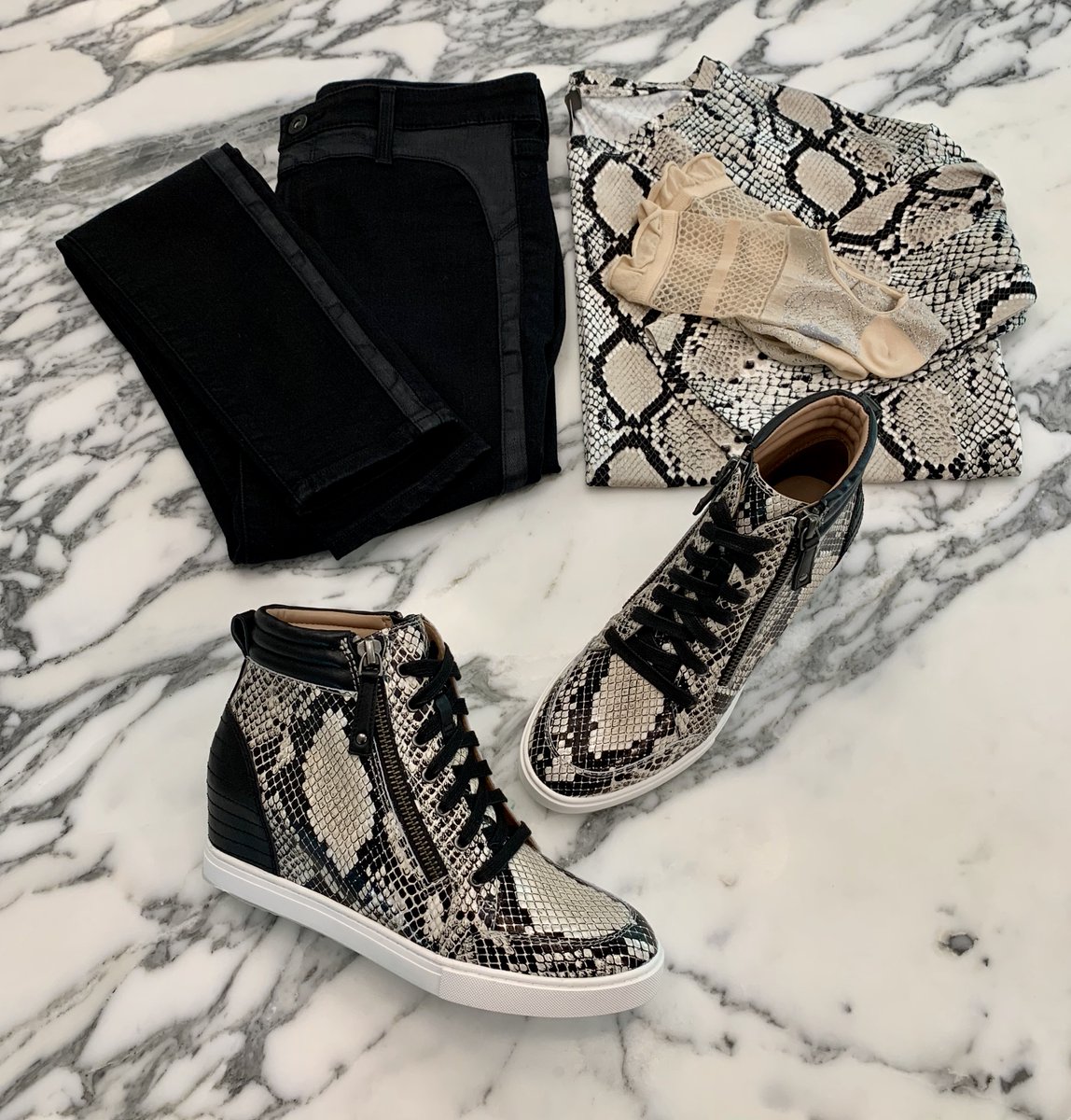 snake wedge sneakers