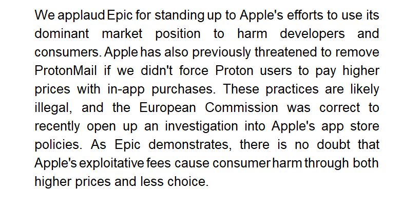 Our statement on Epic taking on Apple. More about why this fight matters: protonmail.com/blog/apple-app… #freefortnite