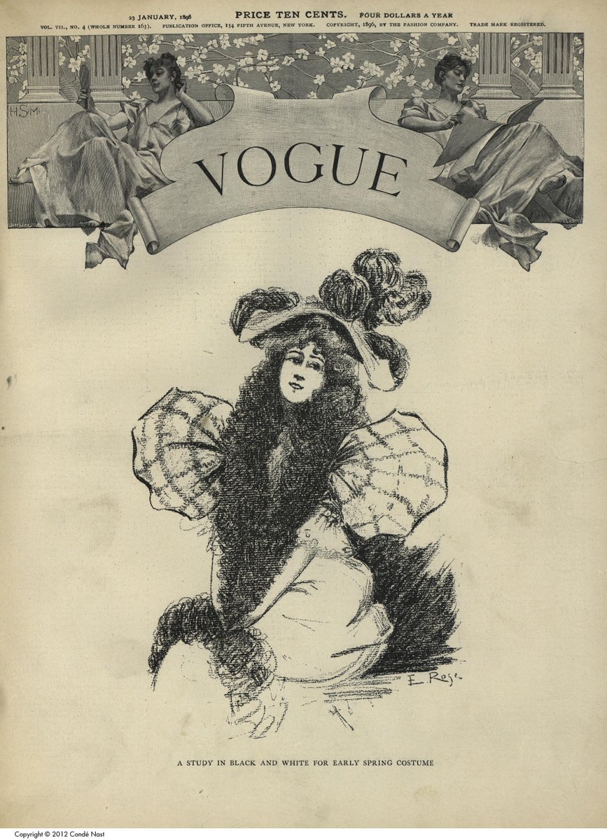 Anyway, back to Vogue: in the interest of balance, I should point out that many of its early covers *did* feature images devoted to fashion and high-society figures. It wasn't all jokes, alas!(1895)