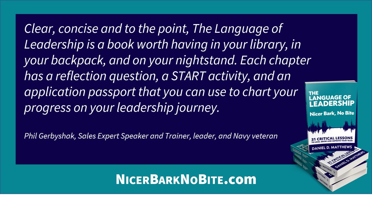DanDMatthews's tweet photo. Another great endorsement for The Language of Leadership from Phil Gerbyshak - He’s a sales speaker and sales expert. If you want to know more about sales, he is your man.
#leadership #LeadershipDevelopment  #thelanguageofleadership #nicerbarknobite https://t.co/phHCl7uxwK