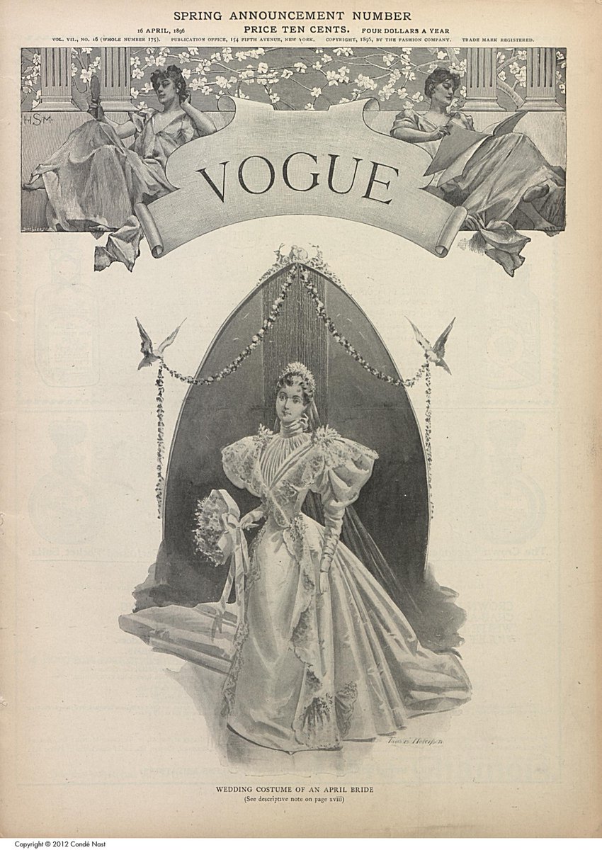 Anyway, back to Vogue: in the interest of balance, I should point out that many of its early covers *did* feature images devoted to fashion and high-society figures. It wasn't all jokes, alas!(1895)