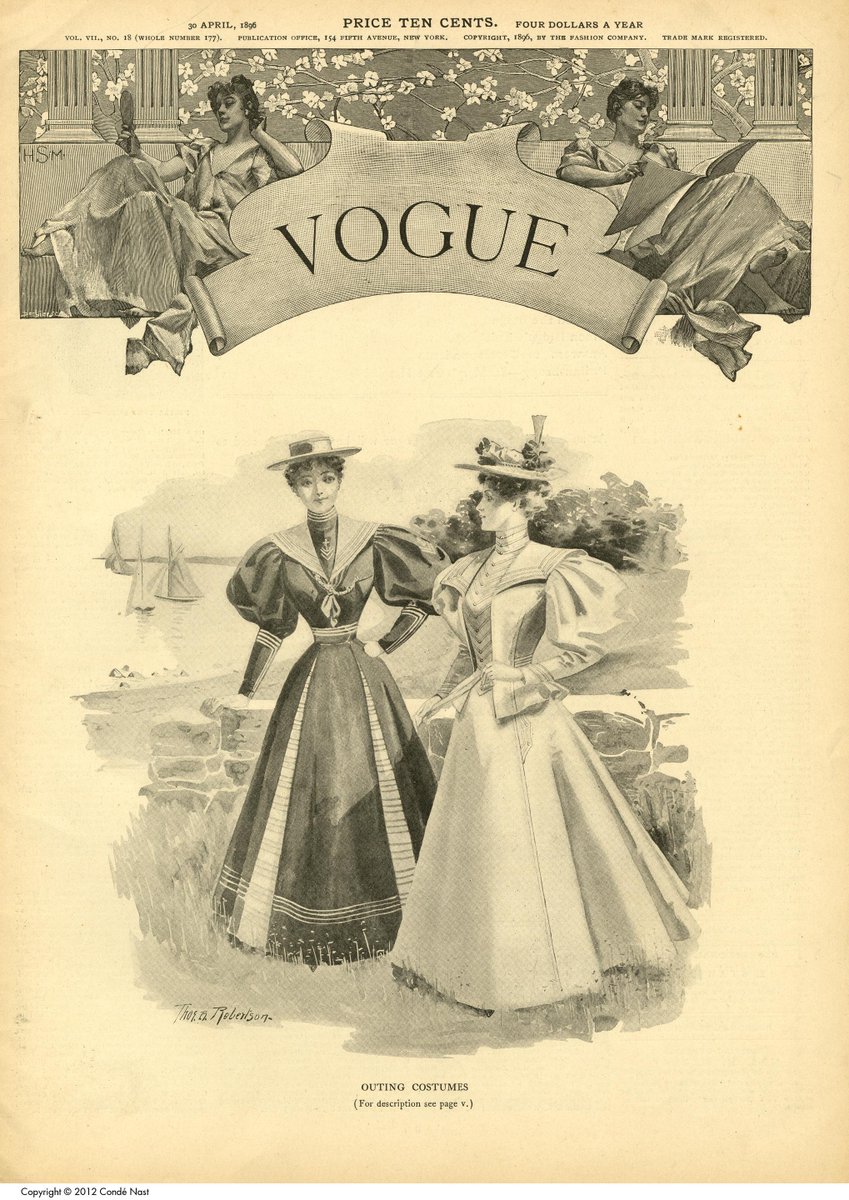 Anyway, back to Vogue: in the interest of balance, I should point out that many of its early covers *did* feature images devoted to fashion and high-society figures. It wasn't all jokes, alas!(1895)