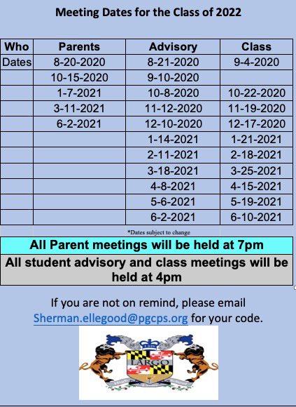 Save the date 22.  Zoom links will be posted the day of the meeting in the remind app.