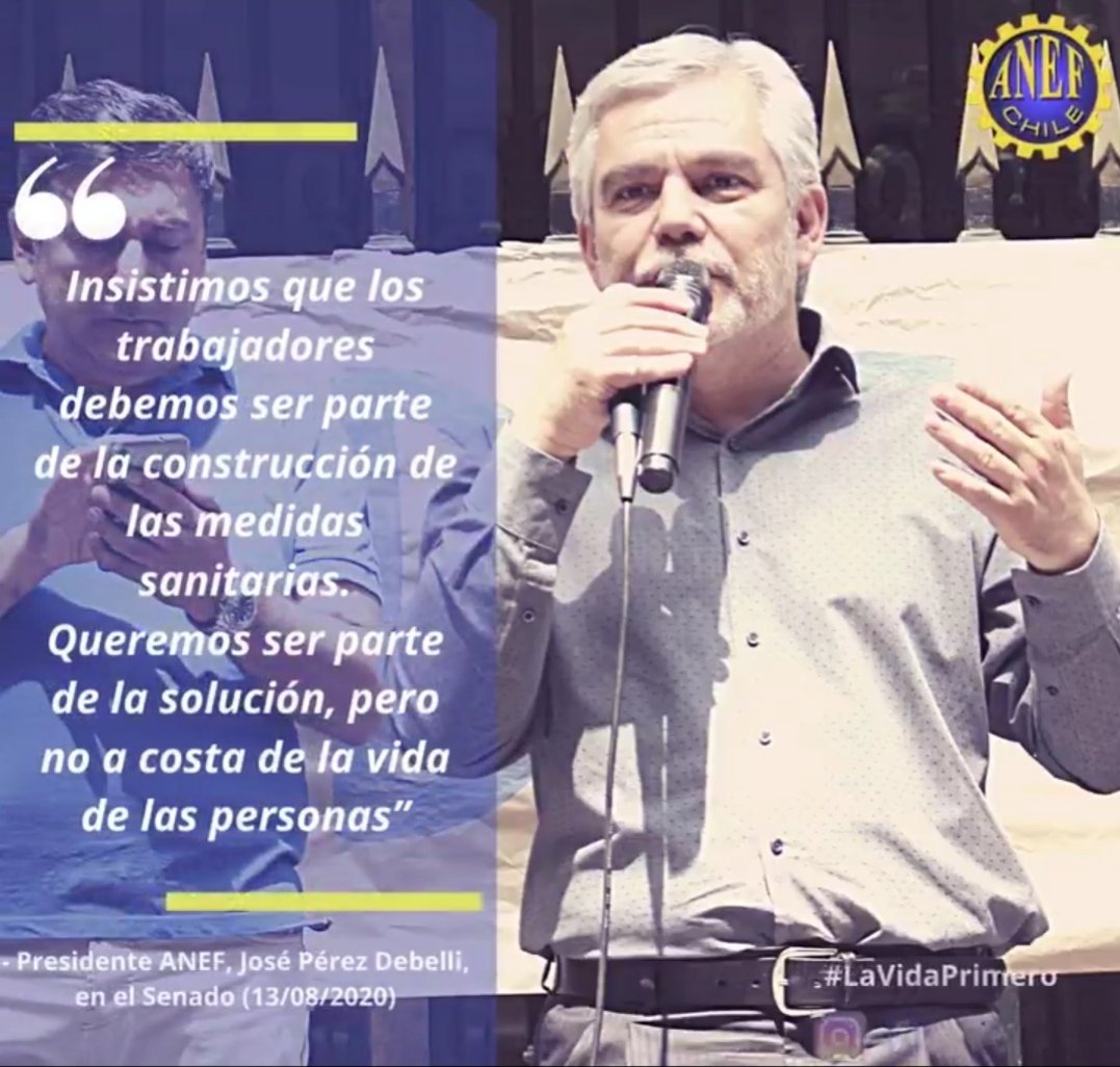 anfutel's tweet photo. "Insistimos que los trabajadores debemos ser parte de la construcción de las medidas sanitarias. Queremos ser parte de la solución, pero no a costa de la vida de las personas”, Pdte. @anefchile @japdebelli ante @Senado_Chile 
#DialogoSocial #LaVidaPrimero https://t.co/YMwdf7Y7lb