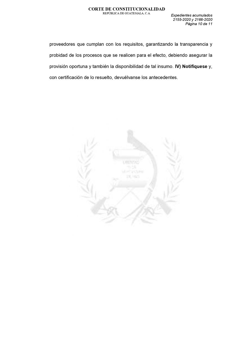 .@CC_Guatemala declara con lugar los recursos de apelación interpuestos por @PDHgt @JordanRodas y @MPguatemala y otorga #AmparoProvisional ordenando al @MinSaludGuate, @MinfinGT y al Ministro de la Defensa continúen realizando las gestiones administrativas necesarias