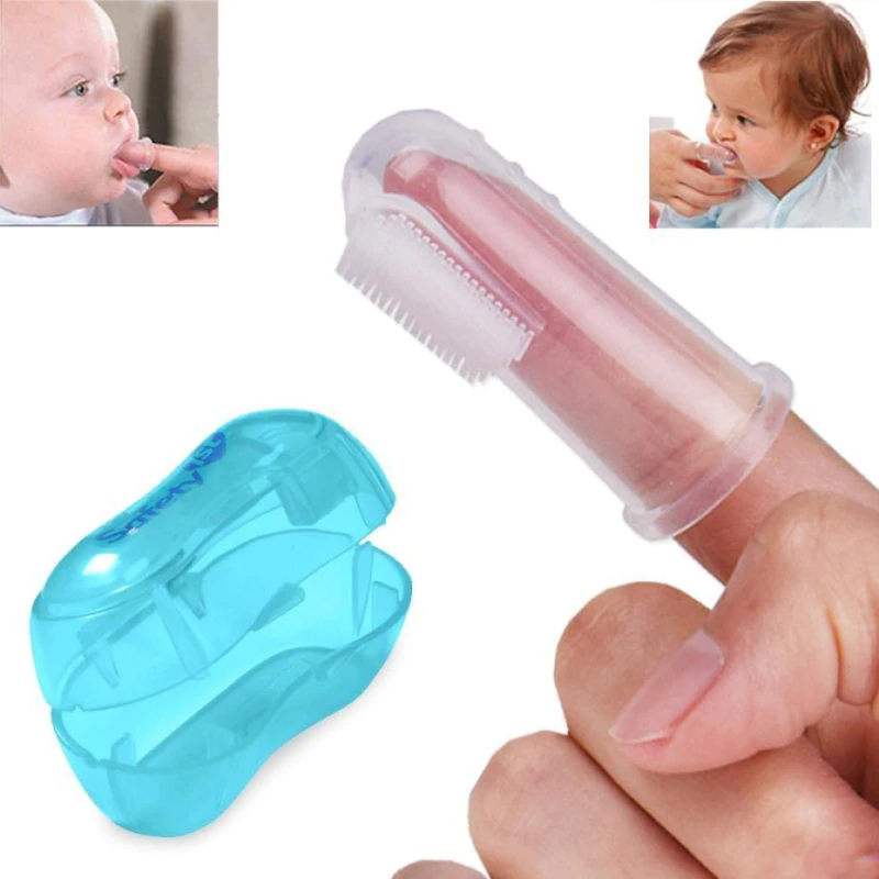 brush your baby's teeth while training them to bite fingers. it's win-win!