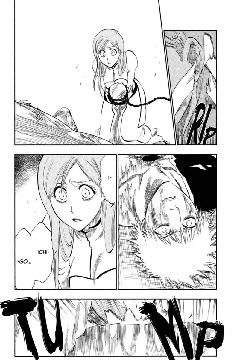 On top of that, Orihime’s having to simultaneously watch that person she loves get seriously hurt. Not to mention this is just after she’s had to save Ichigo from the brink of death, which was surely enough of a nightmare for the poor girl as it was.