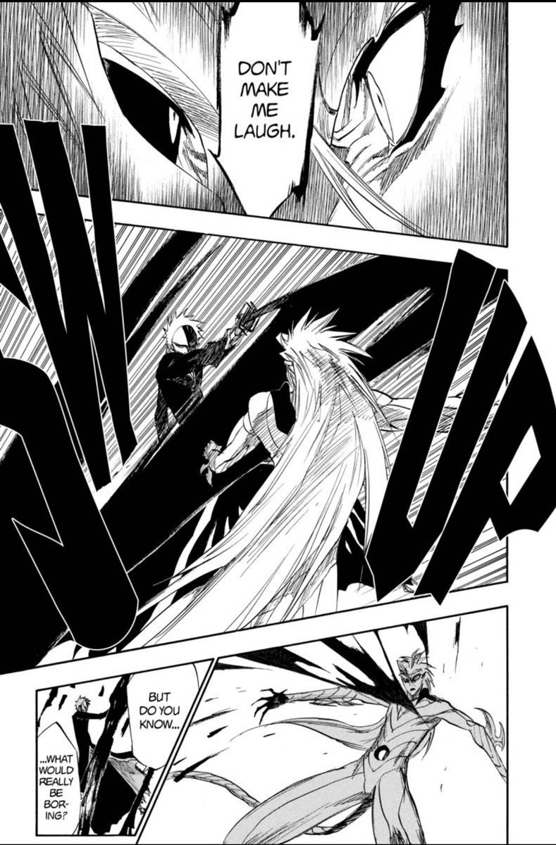 Think about it for a minute. In their first two encounters, Ichigo fought Grimmjow alone and suffered defeat. In the third, he has dear friends to protect and has his best showing yet in this fight with the 6th Espada. It isn’t until he moves to keep Orihime from getting hurt