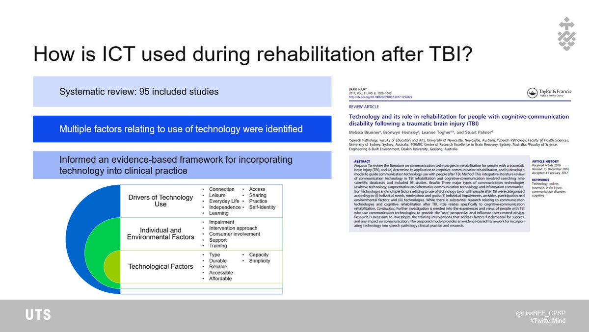 So I conducted a second systematic review  &identified multiple factors that influence successful use of technology in rehabilitation and developed a model to inform clinical practice https://tandfonline.com/doi/full/10.1080/02699052.2017.1292429