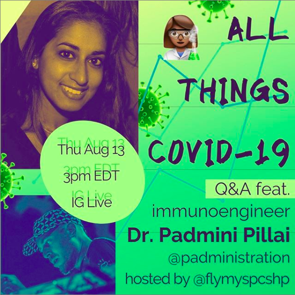 MedyearInc's tweet photo. Just listened to Dr. @padminipillai answer our question about whether #Covid_19 antibodies reduce viral load on Instagram Live. Follow @medyears for more important health updates! https://t.co/q2EN2tVlfP