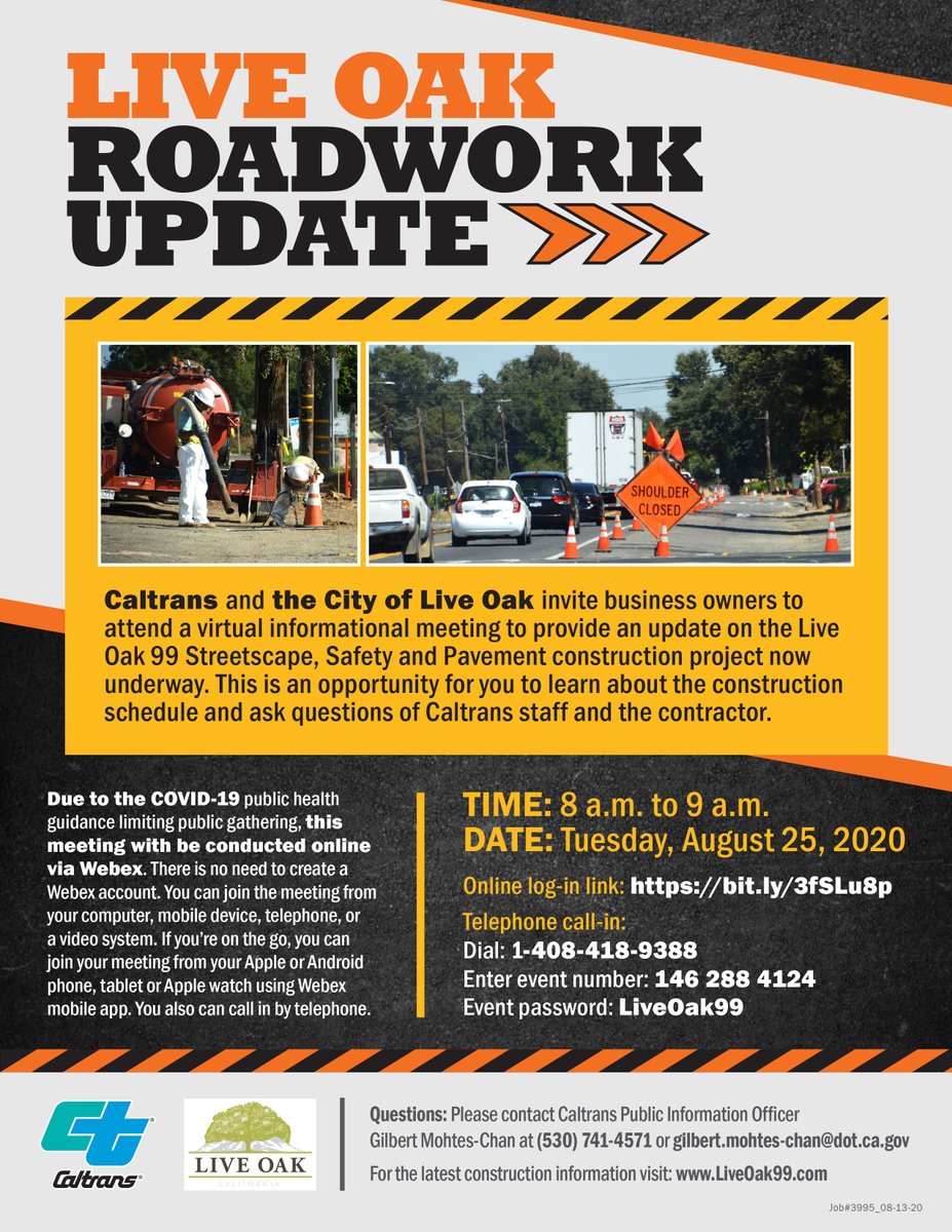 Business owners take a look below for more information on the construction going on in Live Oak. There will be a virtual/telephone meeting 8/25 @ 8am
