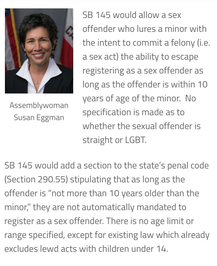 #HumanSexTrafficking is real and so is Pedophelia. Here is how the Deep State plans to avoid prison or being labeled a sex offender: THEY WANT TO LOWER THE AGE TO 10 YEARS OF AGE Senator Scott Wiener already did this in California with SB145 Sad 😢 #SaveOurChildren #Share