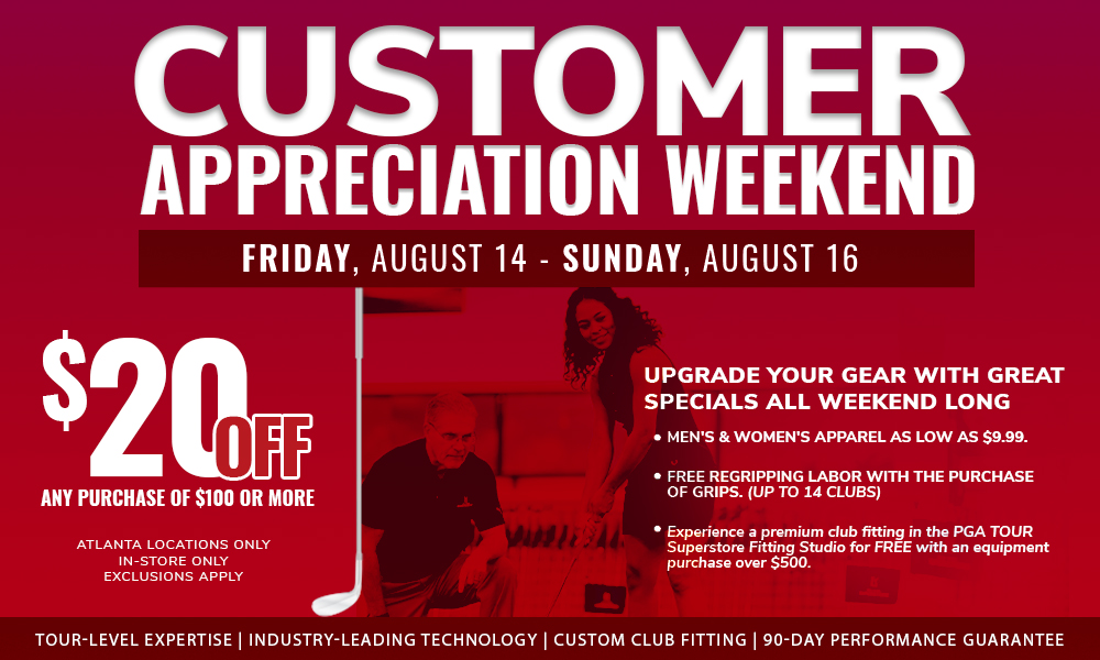 680TheFan's tweet photo. It's Customer Appreciation Weekend at @PGATSS!! 

Show this tweet and receive $20 off any purchase of $100 or more! https://t.co/zW2WlEZFm6