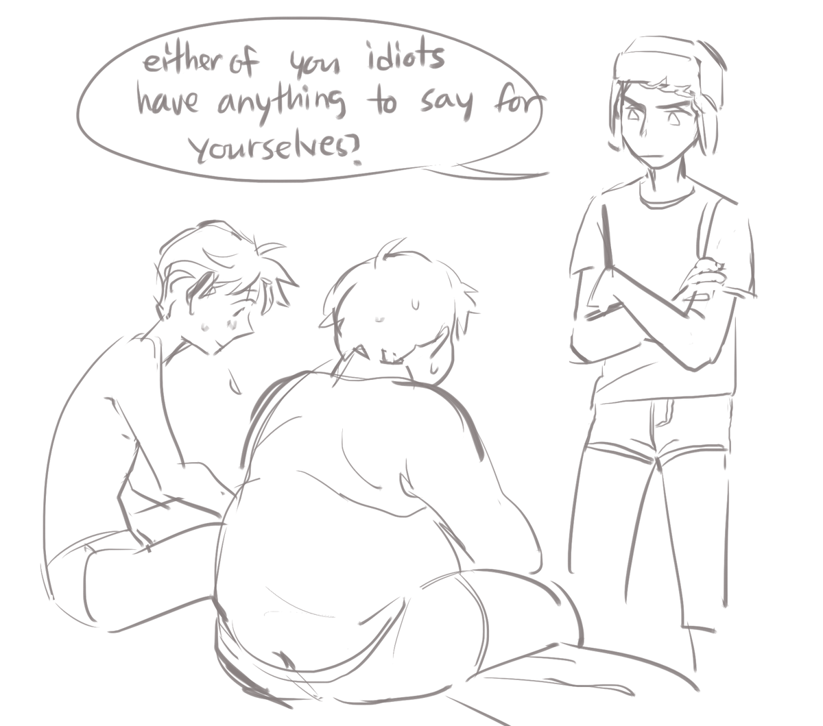 i made a mess.. 
a few notes: they're older, kyman are dating, kyle caught butters and cartman doing something stupid 