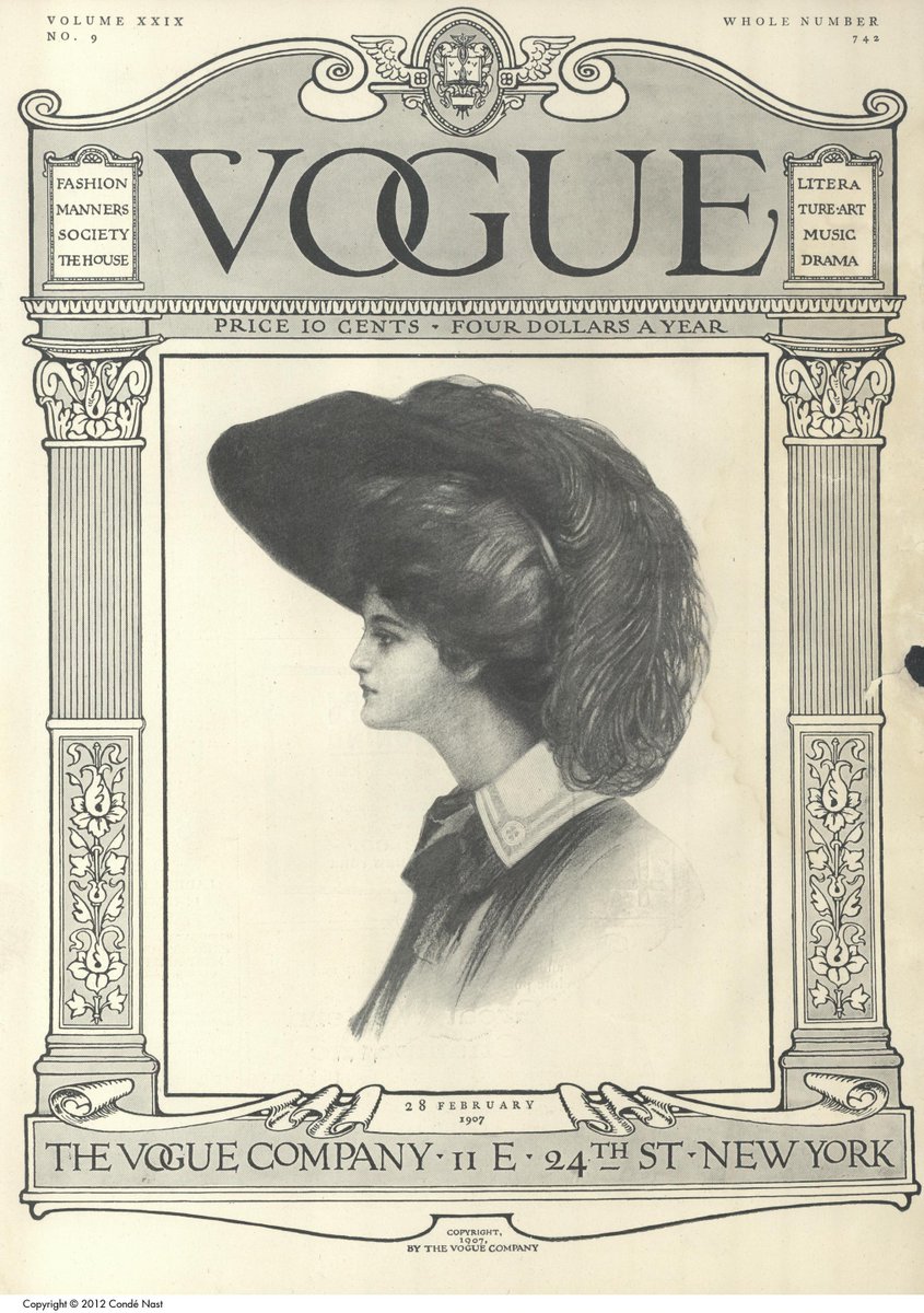 After nearly fifteen years with the same masthead, Vogue's cover underwent a big redesign in 1907.