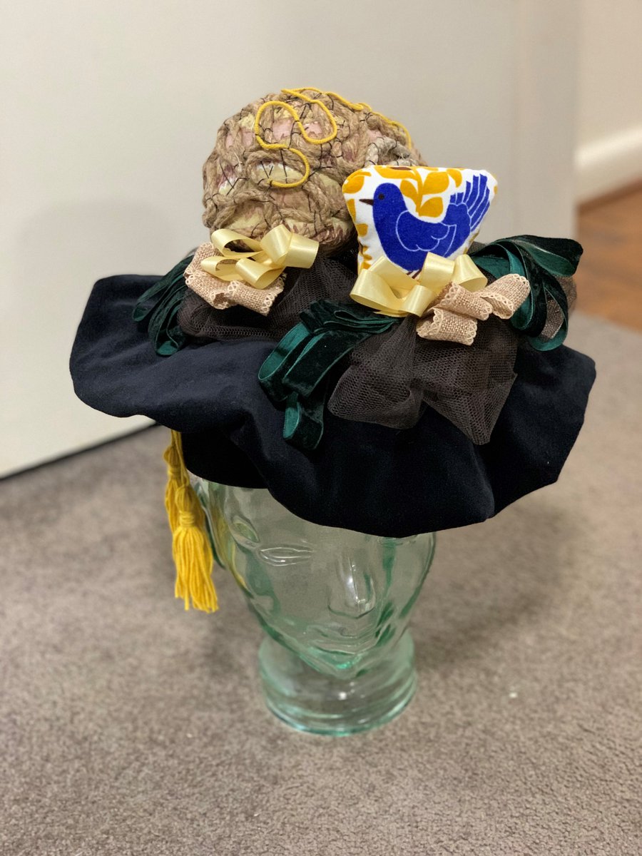THREAD - Today’s THE day. With no graduation ceremonies in sight, I’m getting Mr8 & Mr9 to help me celebrate my  #PhD conferral today!We made a  #TwitterMind themed  #SLPhD bonnet (featuring brain & blue bird), a ceremonial mace & the boys made me a certificate  #FirstGenPhD