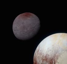 Pluto’s largest moon is Charon, which is half Pluto’s size! This means that they orbit a point (the barycentre) above Pluto’s surface! Unexpectedly, Charon looks very different to pluto.  #ThePlanetsAsCats  #NASA  #Pluto  #Charon  #SpaceCats