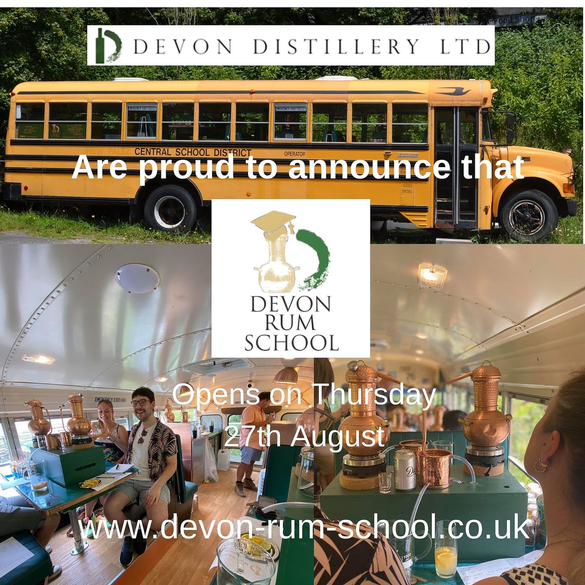 DevonGinSchool's tweet photo. We are proud to announce that the new Devon Rum School will be open for lessons on 27th August.
To book visit https://t.co/n1DqS4WF3D #rum #rumschool #rummaking #devon https://t.co/bUyTZsUnwh